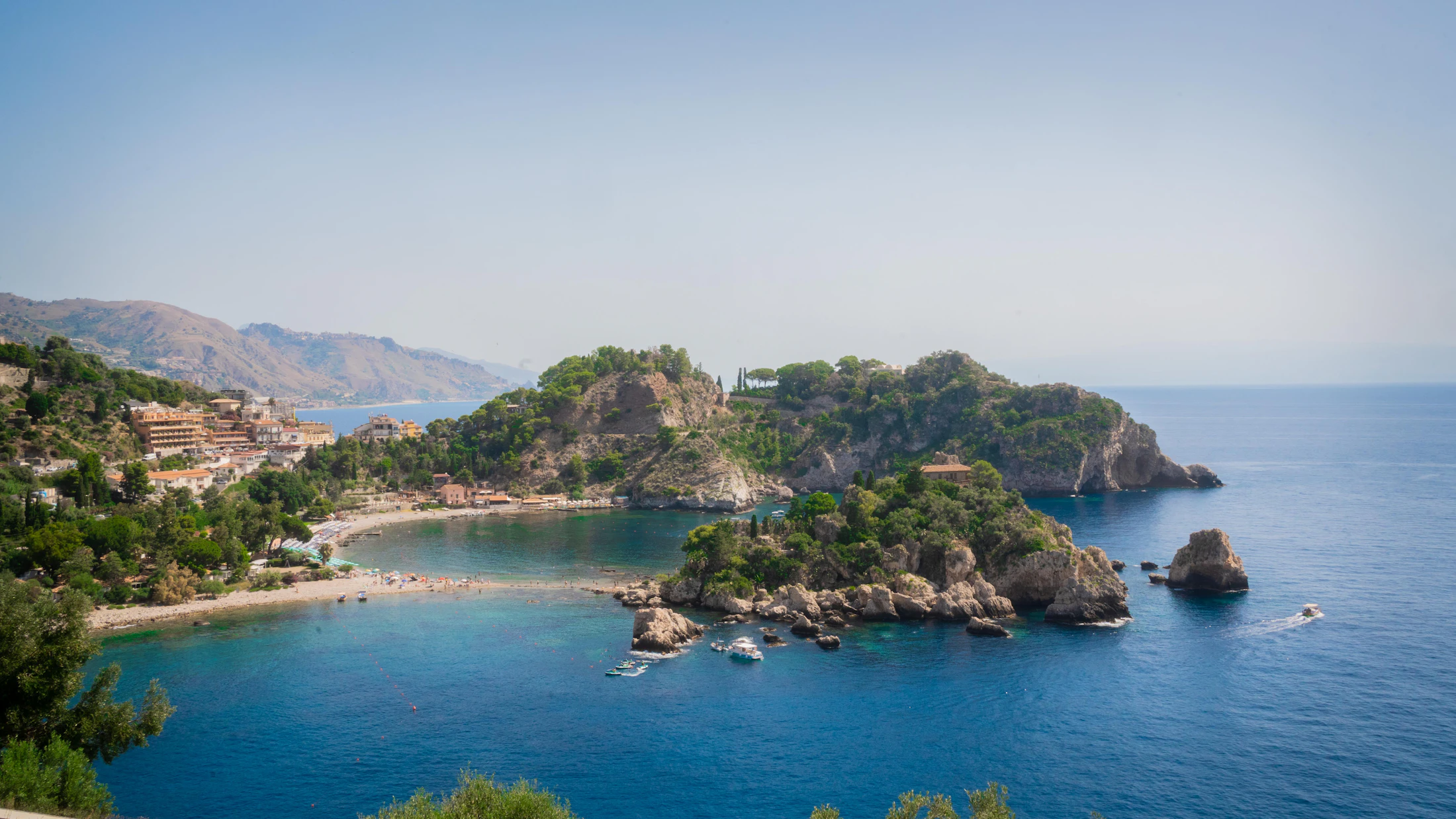 The blue Ionian Sea around Isola Bella on Sicily's east coast